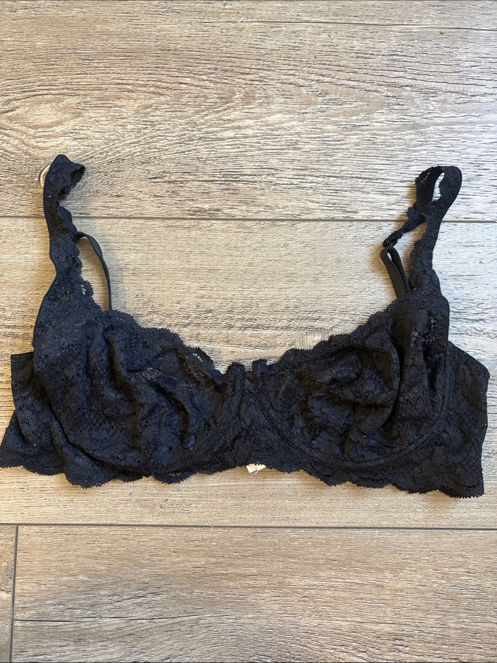 Cosabella Prettie Black Semi Sheer Lace Underwire Unlined Bra w Scallop Trim